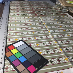 Perfectly Poppy Decorative Stripes | Green / Red / Yellow | Quilting Fabric | Robert Kaufman | 44" Wide | By the Yard