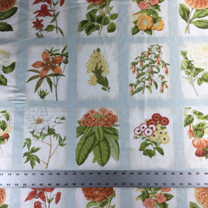 Flower Study in Blue, Green, Orange, Red | P/Kaufmann | Home Decor Fabric | Light Upholstery / Drapery | Teflon Protection | 54" Wide | By the Yard