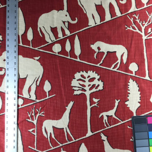 Jungle Walk in Cardinal Red by Braemore | Basketweave Home Decor Fabric | Upholstery /  Heavy Drapery | 54" Wide | By the Yard