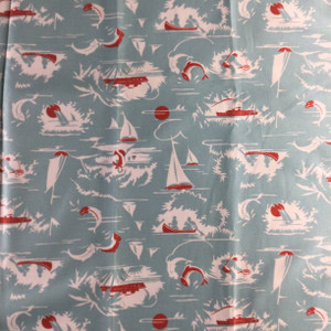 Tropical Sailboats Lt Blue / Red | Home Decor Fabric | Premier Prints | Nautical | 54 Wide | By the Yard