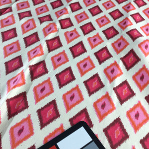 Ikat Diamonds Pink / Flecked White | Home Decor Fabric | Premier Prints | 54 Wide | By the Yard