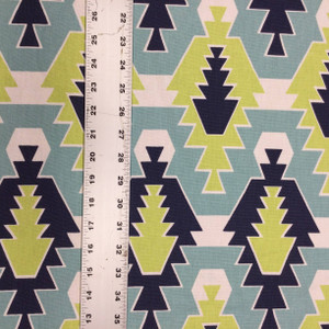Modern Aztec Navy Blue / Green / White | Home Decor Fabric | Premier Prints | 54 Wide | By the Yard