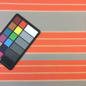 1.8 Yard Piece of Indoor / Outdoor Upholstery Fabric | Orange / Gray Striped | 54" Wide