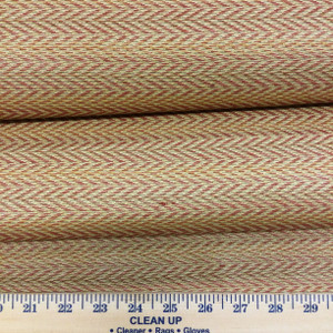 5.8 Yard Piece of Upholstery Fabric | Red and Gold Herringbone | 54" Wide