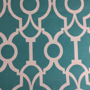 4.8 Yard Piece of Outdoor Home Decor Fabric | Turquoise / White Scrollwork | 54" Wide