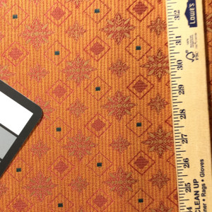 3.8 Yard Piece of Upholstery Fabric | Decorative Diamonds Orange / Red | 54" Wide |