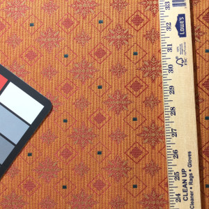 3.8 Yard Piece of Upholstery Fabric | Decorative Diamonds Orange / Red | 54" Wide |