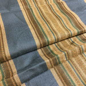 Vintage Stripes Teal Blue / Brown | Upholstery Fabric | 54" Wide | By the Yard