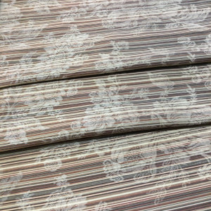 Floral Over Stripes Brown / Beige / Tan | Drapery / Upholstery Fabric | 54" Wide | By the Yard