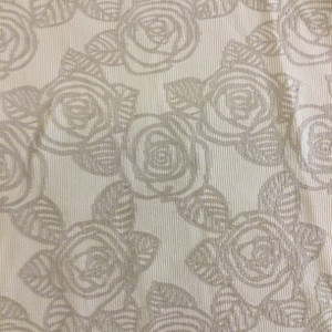 Solid Beige Embossed Roses | Upholstery Fabric | 54" Wide | By the Yard