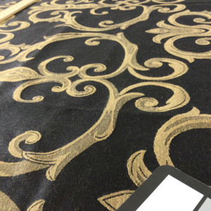 Scrollwork in Black / Tan | Upholstery Fabric | 54" Wide | By the Yard