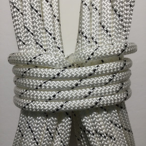 28.8 Yard Piece of Safety Rope | White with Black Lines |  11 mm | By the Piece | Remnant 229
