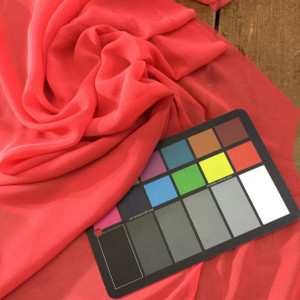 Salmon Red Sheer Polyester Chiffon Fabric | Special Occasion Apparel | By The Yard | 60 Inch Wide