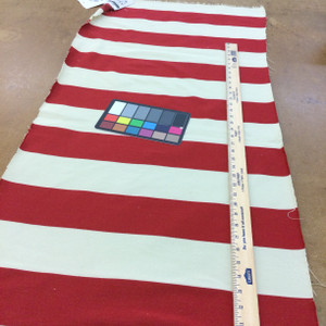 Red and Beige Wide Stripes | Cabana Stripe in Toma by BELLA-DURA | Latex Backed | Indoor / Outdoor Fabric | WATER RESISTANT | 54" Wide | BTY
