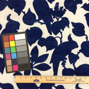 Tropical Birds Silhouette in Blue and Off White | Cacatua in Royale by BELLA-DURA | Indoor / Outdoor Fabric | WATER RESISTANT | 54" Wide | BTY