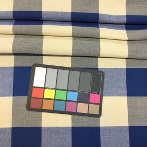 Blue and Beige Check Plaid | Hatteras by BELLA-DURA | Indoor / Outdoor Fabric | WATER RESISTANT | 54" Wide | BTY