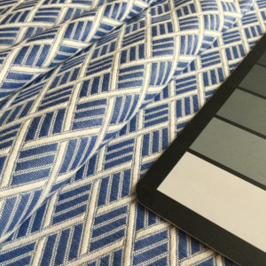 Geometric Diamonds Blue / White | Johnston in Stonewash Denim by BELLA-DURA | Indoor / Outdoor Fabric | WATER RESISTANT | 54" Wide | BTY