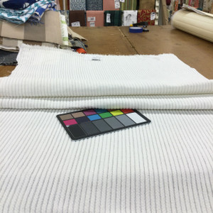 Textured Stripes Solid Off-White | Pin Cord in Enamel by BELLA-DURA | Latex Backed | Indoor / Outdoor Fabric | WATER RESISTANT | 54" Wide | BTY