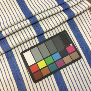 Blue and White Stripes | Porter Stripes in Stonewash Denim by BELLA-DURA | Latex Backed | Indoor / Outdoor Fabric | WATER RESISTANT | 54" Wide | BTY