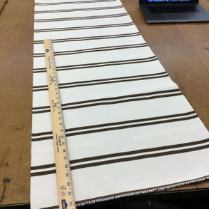 Brown and Off White Stripes | Racing Stripe in Earth by BELLA-DURA | Indoor / Outdoor Fabric | WATER RESISTANT | 54" Wide | BTY