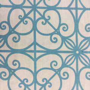 Blue and Off White Scrollwork | Home Decor Fabric | 54" Wide | By the Yard