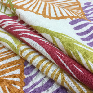 Bright Modern Leaves | Pink / Green / Purple | Home Decor Fabric | 54" Wide | By the Yard
