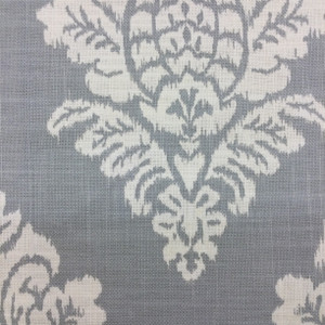 Large Scale Damask | Gray / White | Home Decor Fabric | 54" Wide | By the Yard