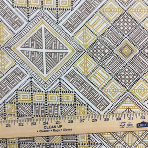 Doodle Geometric | Brown / Yellow / White | Home Decor Fabric | 54" Wide | By the Yard