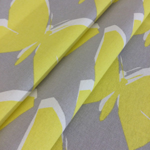 Modern Butterflies in Yellow and Gray | Medium Weight Home Decor Fabric | Curtains / Slipcovers | 54" Wide | By the Yard