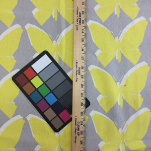 Modern Butterflies in Yellow and Gray | Medium Weight Home Decor Fabric | Curtains / Slipcovers | 54" Wide | By the Yard