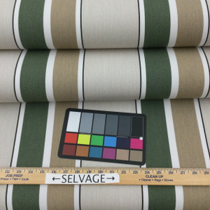 Sunbrella Fabric 4959-0000 Fern / Heather Beige  | 46 Inch | Awning and Marine Weight | STRIPED