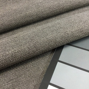 Dark Taupe Herringbone Flannel Back Lightweight Upholstery Fabric | Furniture | Cushions | By The Yard | 54 inch Wide