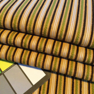 Textured Stripes Brown / Green / Gold | Upholstery / Slipcover Fabric | 54" Wide | By the Yard