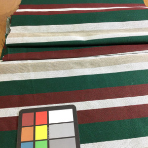 5 Yard Piece of Stripes in Green / Red / White  | Upholstery Fabric | 54" Wide | By the Yard