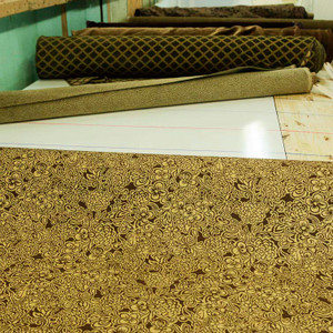 2 Yard Piece of Brown / Tan Floral Upholstery Drapery Fabric By The Yard 54" Heavy Double Sided