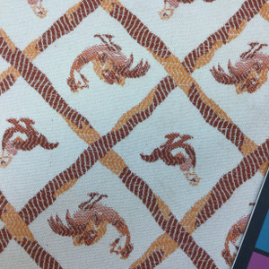 Chicken Lattice in Orange / Red / Beige | Heavyweight Upholstery / Slipcover Fabric | Jacquard | 54" Wide | By the YardPHXUPH-1390-R1