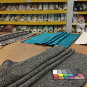 Variegated Gray / Blue / White | Upholstery / Heavy Drapery Fabric | Felt-Backed | 54" Wide | By the Yard