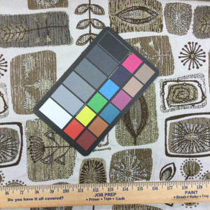 Knowles in Skimming Stone | Jacquard Upholstery Fabric | Contemporary with Leaves and FLowers in Brown / Tan / White | Heavyweight | 54" Wide | By the Yard