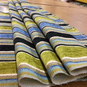 Thalassa in Celadon | Jacquard Upholstery Fabric | Chenille Stripes in Blue / Green / Gray | 54" Wide | By the Yard