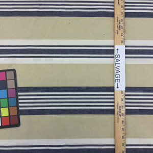 Athena in Navy by Benartex Home | Woven Striped Cotton Fabric | Navy Blue / Beige | Medium Weight Upholstery / Drapery | 54.5” Wide | By the Yard