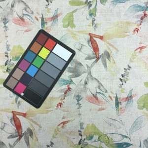 Aryna in Lily | Fleece-Backed Upholstery Fabric | Watercolor Floral in Green / Red / Grey | Heavyweight | 54" Wide | By the Yard