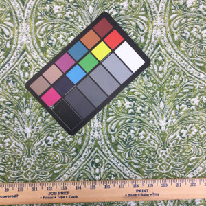 Kristeva in color Ivy | Ogee Damask | Green / White | Heavy Upholstery Fabric | 54" Wide | By the Yard