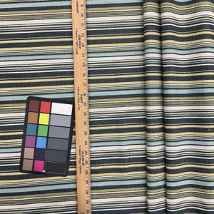 Filmore in color Chambray | Stripes | Blues / Green / White | Medium Weight Upholstery / Drapery Fabric | 54" Wide | By the Yard