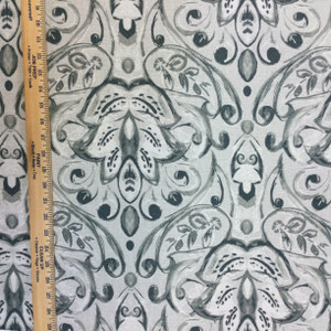 Sophia in color Pewter | Contemporary Damask | Blue / Gray / White | Medium Weight Upholstery / Drapery Fabric | 54" Wide | By the Yard