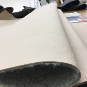 Beige Faux Leather Vinyl Automotive Headliner Fabric | Felt-Backed | Mercedes | 1/4" Thick | 54" Wide | Bag Stabilizer / Sew Foam | By the Yard