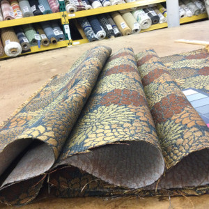 Potelle in color Jewell | Modern Mums Floral in Brown / Gold / Gray | Heavyweight Upholstery / Slipcover Fabric | Jacquard | 54" Wide | By the Yard