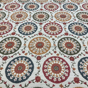 Nanette in color Autumn | Medalions in Orange / Green / Beige  | Upholstery Fabric | Regal Fabrics Brand | 54" Wide | By the Yard