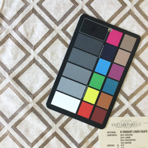 Tangent in Linen-Taupe | Diamond Embroidery Taupe / Natural | Upholstery Fabric | Krelan Fabrics Brand | 54" Wide | By the Yard