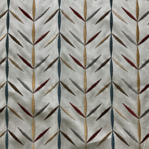 Rosemary in Harvest | Modern Embroidery Gold / Brown / Red | Upholstery Fabric | Regal Fabrics Brand | 54" Wide | By the Yard