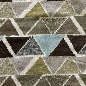 Canron in Spring | Triangle Geometric in Green / Brown / Blue | Upholstery Fabric | Regal Fabrics Brand | 54" Wide | By the Yard